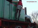 020059 Kathy Takes A Very Naughty Pee On The Old Steam Loco 5