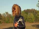 Watch Sandra enjoying her shiny nylon Downjacket at very warm Wearther outside 8