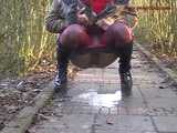 020057 Desperate Kathy Slips Away From The Crowds To Pees On A Footpath 9