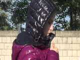 Watch Chloe taking a Shower in her new shiny nylon Downjacket 6