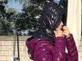 Watch Chloe taking a Shower in her new shiny nylon Downjacket 7