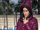 Watch Chloe taking a Shower in her new shiny nylon Downjacket 8