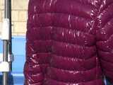 Watch Chloe taking a Shower in her new shiny nylon Downjacket 9