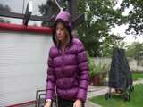 watch Pia enjoying summer in the Garden with her shiny nylon downwear 10