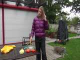 watch Pia enjoying summer in the Garden with her shiny nylon downwear 6