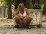 023060 Ewa Takes Cover By A Planter To Pee In The Square 9